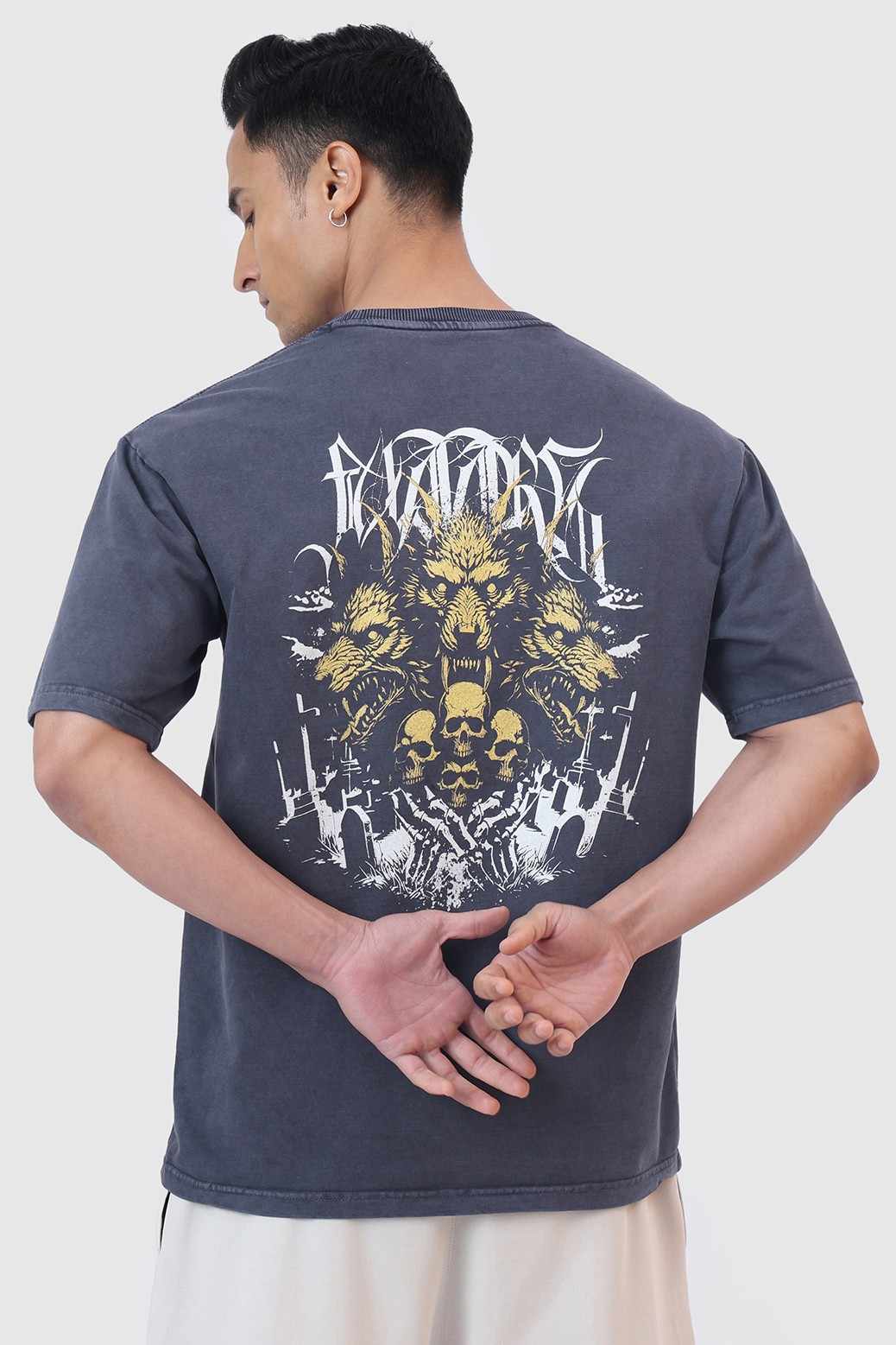 Skull Washed Oversized T-shirt Navy