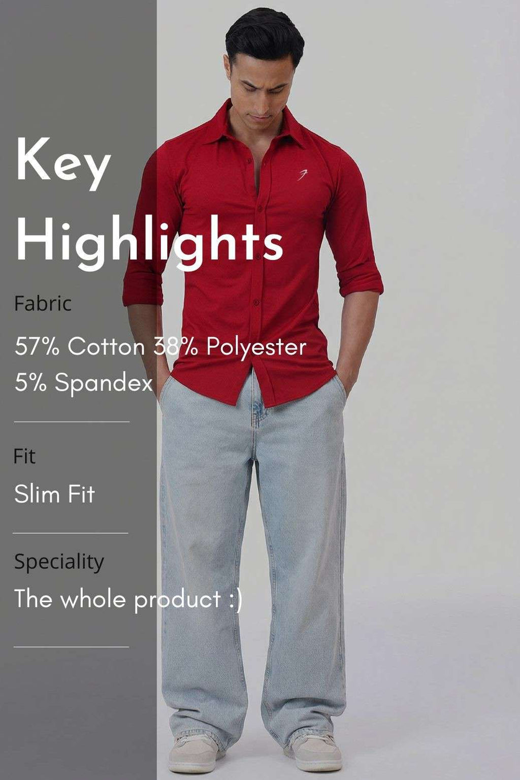 Aero Fullsleeves Shirt Deep Red