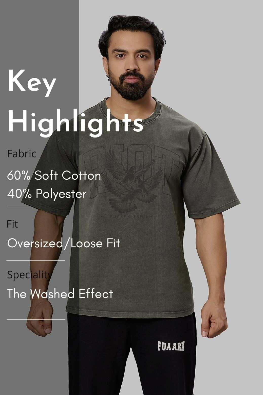 Shadow Washed Oversized T-shirt Olive