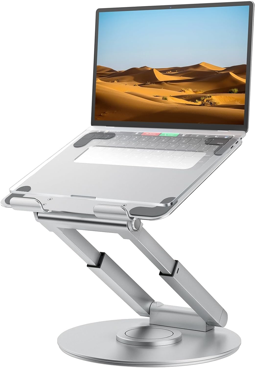 Adjustable Laptop Stand with 360° Rotating Base Tabletop Ergonomic Foldable Portable Holder Compatible for MacBook, HP, Dell, Lenovo & All Other Notebook (Sliver) (A06)