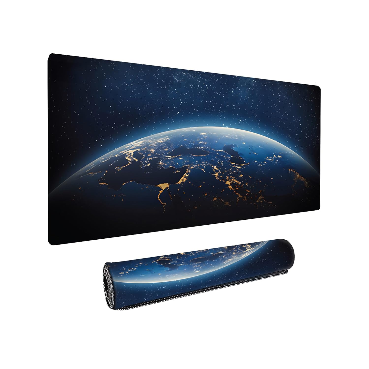 Large Earth Design Extended Desk Mat | Mouse Mat Water Resistant Anti Slip Design for Laptop & Notebooks Size 800 x 300 x 3mm (Black No Logo)