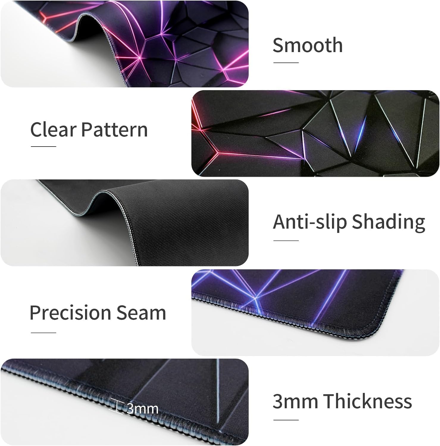 Large Desk Mouse Mat, Extended Gaming, Office Keyboard Pad, Waterproof Non-Slip Surface, Stitched Edge Anti-Fray Thick Fabric Rubber Base Mat for Home Laptop Study or Work Setup (Gaming)