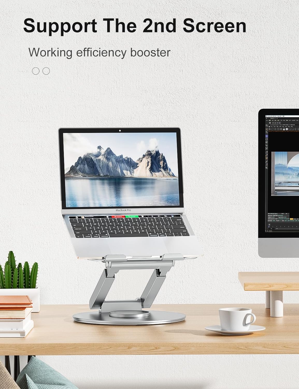 Adjustable Laptop Stand with 360° Rotating Base Tabletop Ergonomic Foldable Portable Holder Compatible for MacBook, HP, Dell, Lenovo & All Other Notebook (Sliver) (A06)