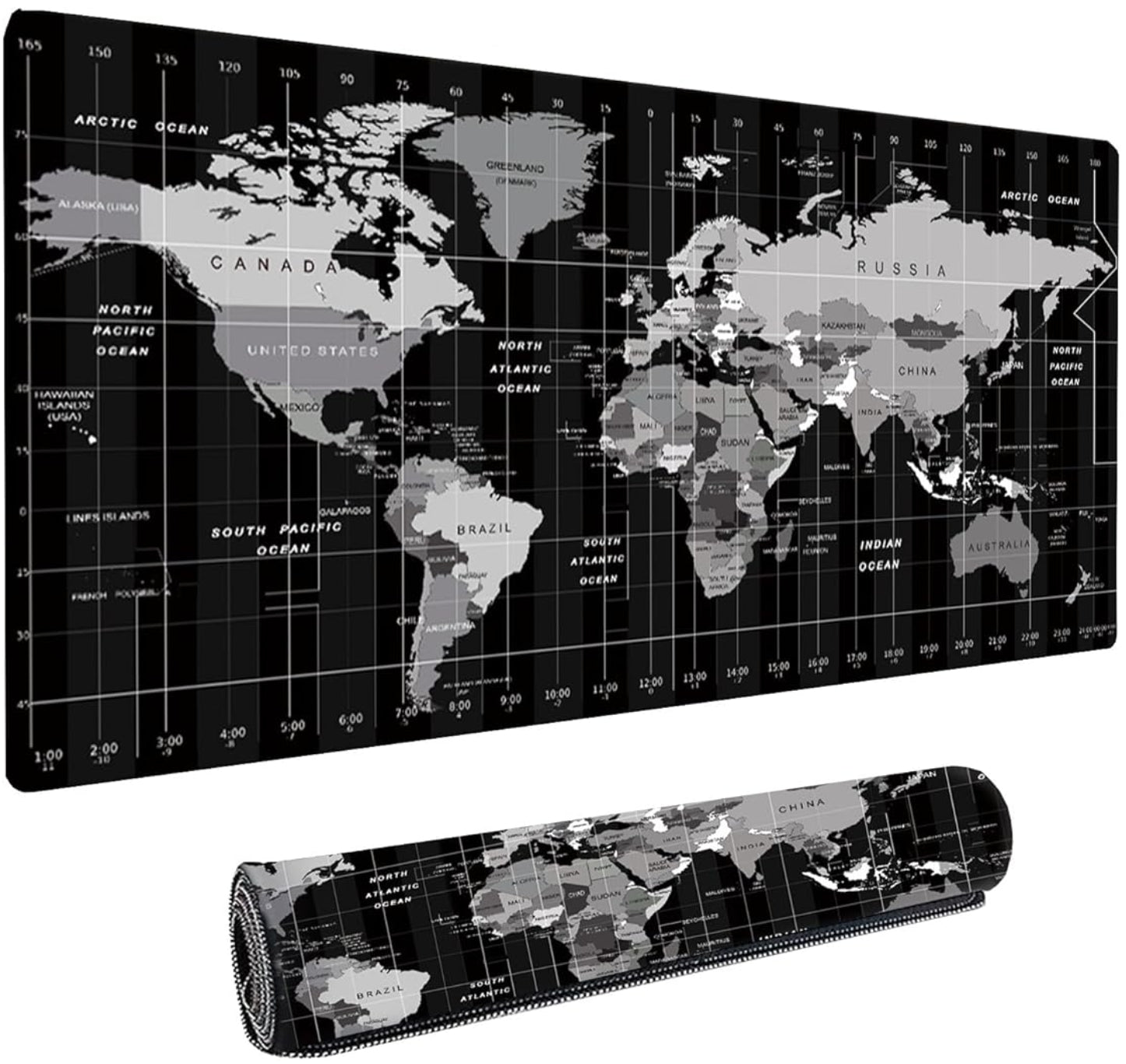 Large World Map Anti-Slip Extended Desk Mat| Mouse Pad | Water Resistant Mat for Laptop| Computer Size 800 x 300 x 3 mm (Black No Logo)