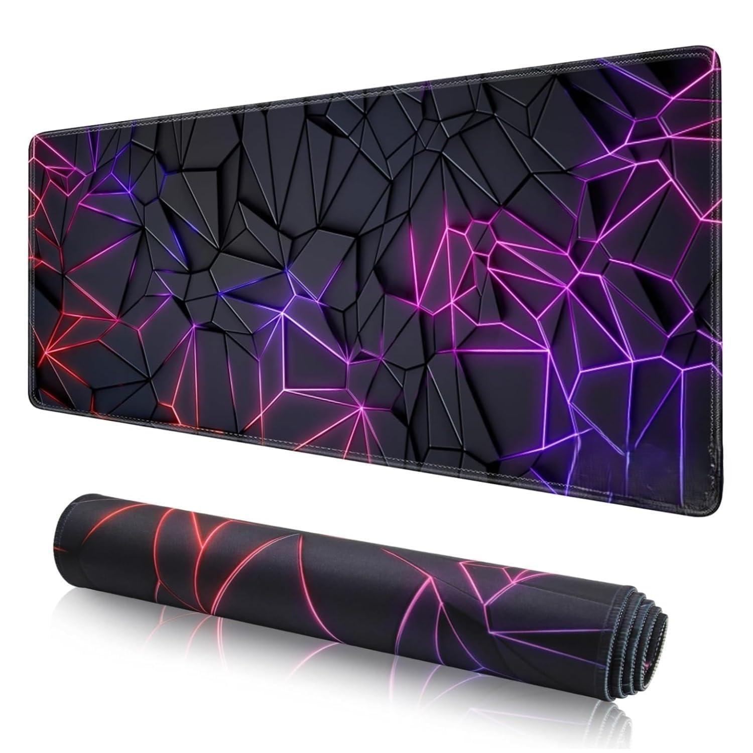 Large Desk Mouse Mat, Extended Gaming, Office Keyboard Pad, Waterproof Non-Slip Surface, Stitched Edge Anti-Fray Thick Fabric Rubber Base Mat for Home Laptop Study or Work Setup (Gaming)