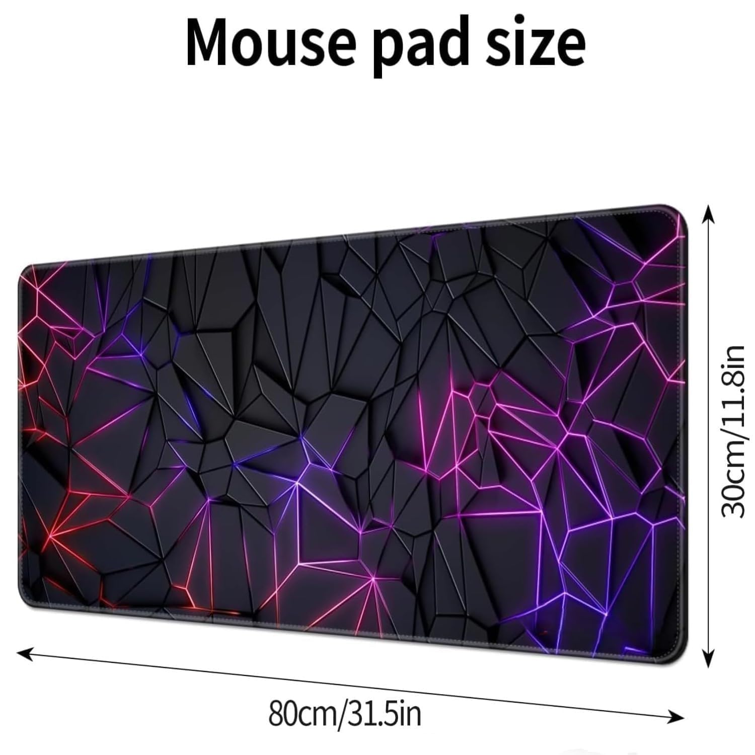 Large Desk Mouse Mat, Extended Gaming, Office Keyboard Pad, Waterproof Non-Slip Surface, Stitched Edge Anti-Fray Thick Fabric Rubber Base Mat for Home Laptop Study or Work Setup (Gaming)