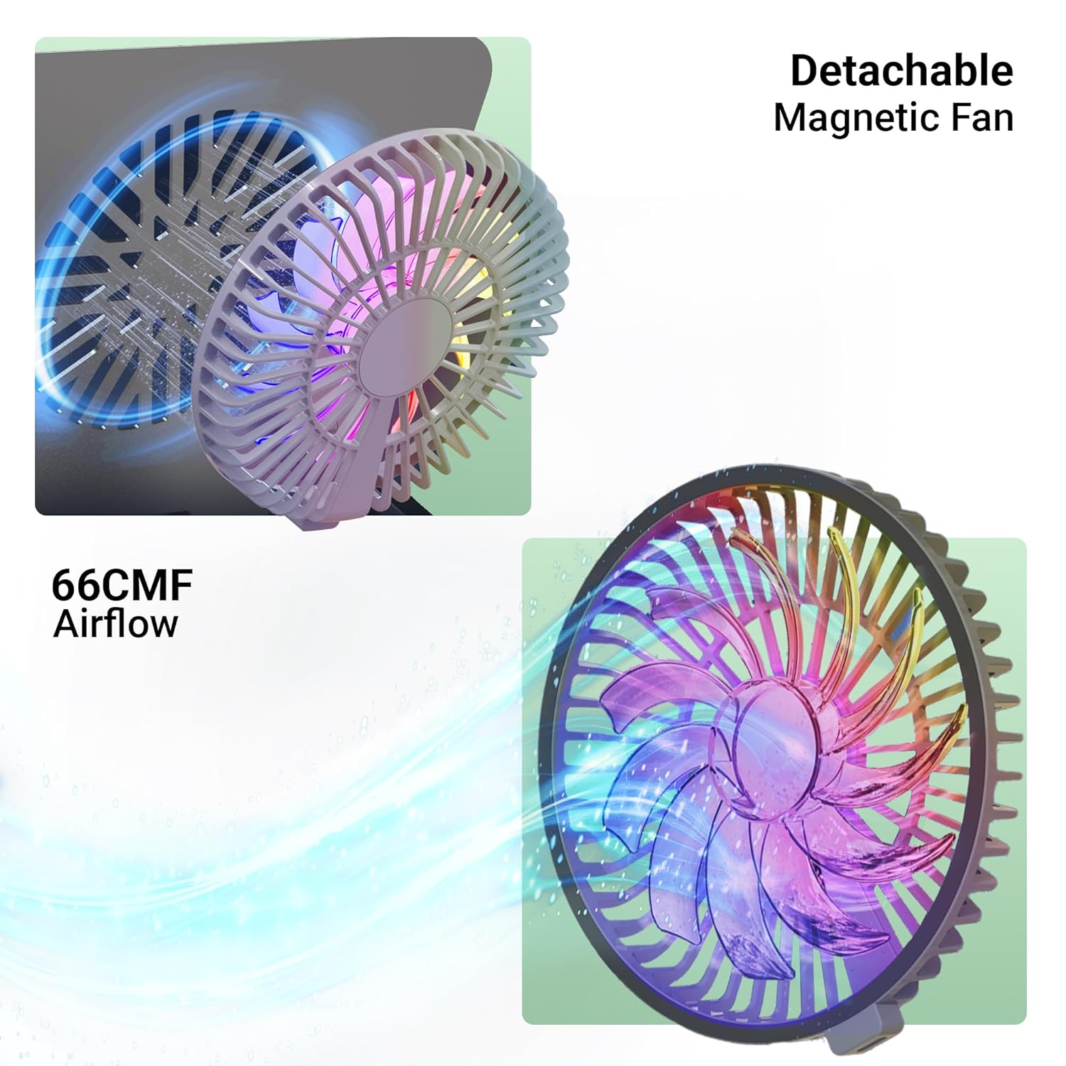 Rotatable Laptop Metal Stand, Upto 17 inch, 360° Fidget Rotation, Foldable, Multi Angle Adjustment, Type C Detachable RGB Magnetic Fan, Anti-Slip Silicone Pads, Carbon Steel Body