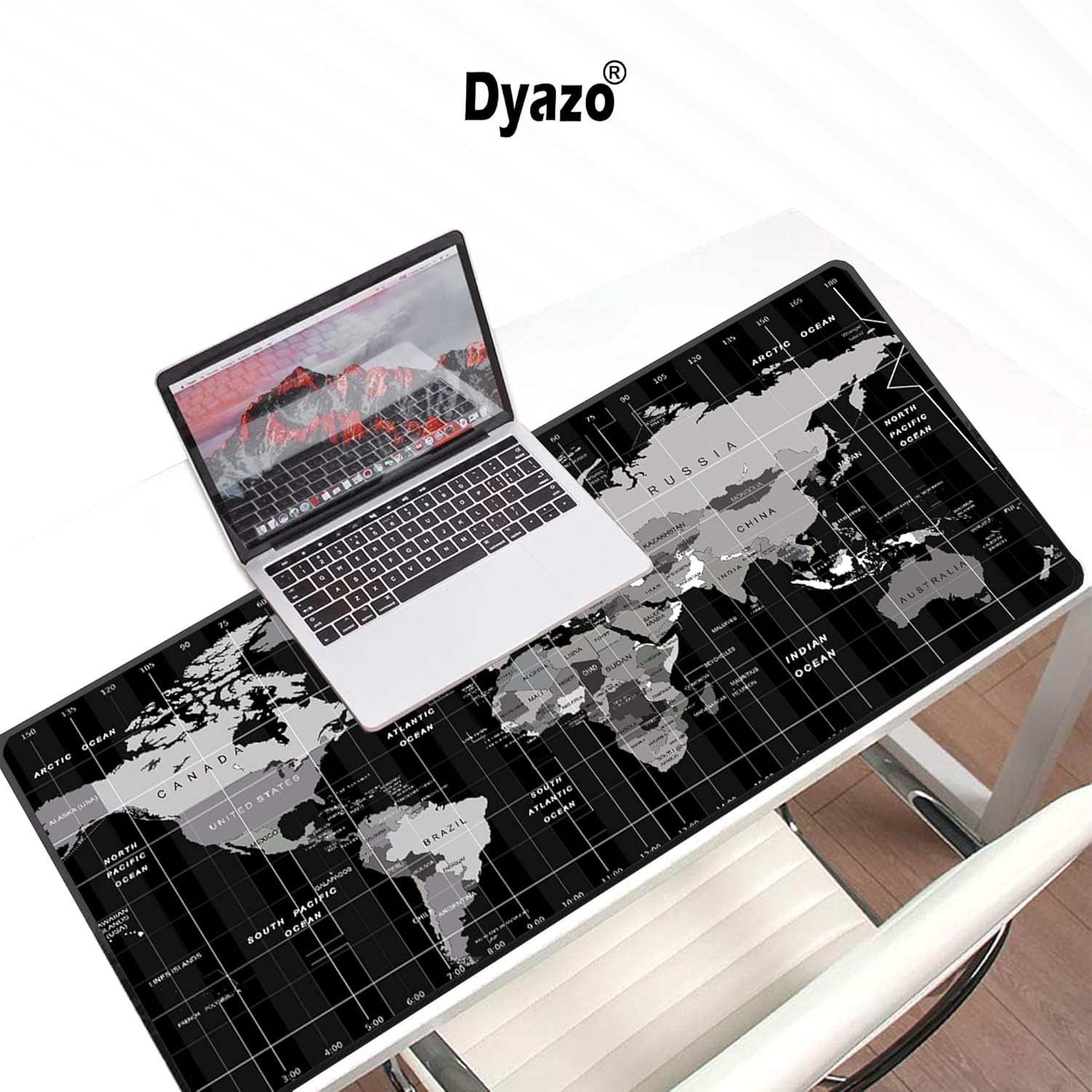 Large World Map Anti-Slip Extended Desk Mat| Mouse Pad | Water Resistant Mat for Laptop| Computer Size 800 x 300 x 3 mm (Black No Logo)