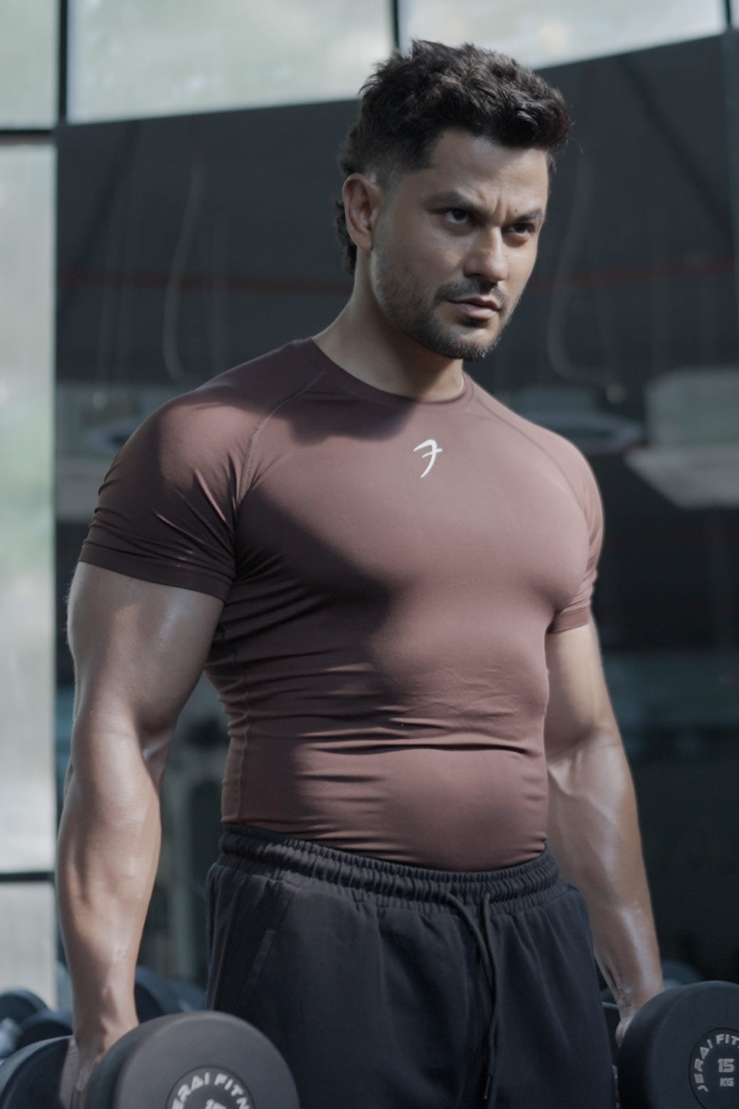 Compression T-shirt Brown