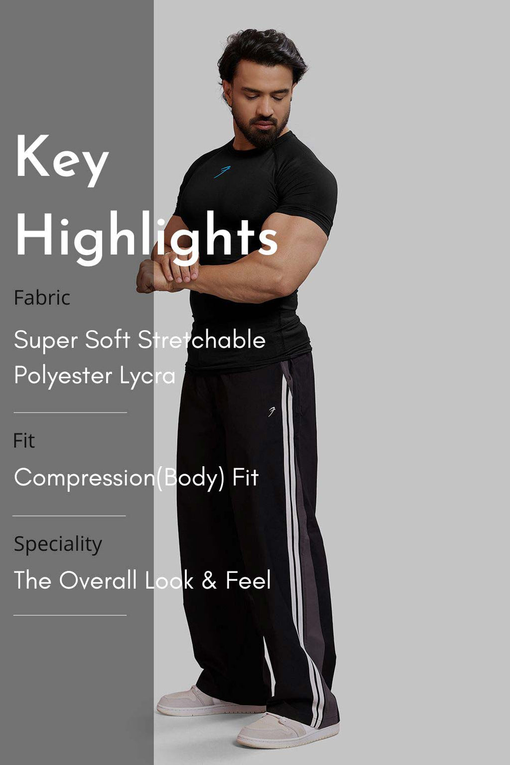 Compression T-shirt Black/ Blue Logo